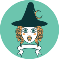 human witch character with banner icon png