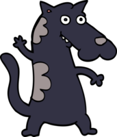 cartoon doodle dog waving png