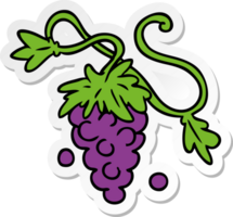 klistermärke tecknad doodle av druvor på vinstockar png