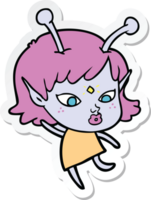 sticker of a pretty cartoon alien girl dancing png