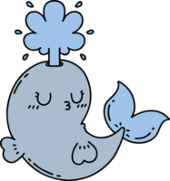 style de tatouage traditionnel joyeux personnage de baleine éjacule png