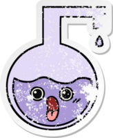 distressed sticker of a cute cartoon science experiment png