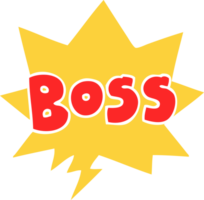 cartoon word boss and speech bubble in retro style png