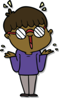 sticker of a cartoon boy wearing spectacles png