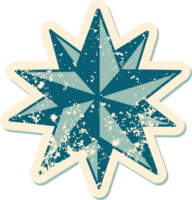 distressed sticker tattoo style icon of a star png