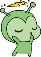 cartoon van een schattige kawaii alien png