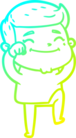 cold gradient line drawing happy cartoon man png