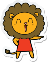 sticker of a laughing lion cartoon png