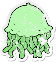 distressed sticker of a cartoon jellyfish png