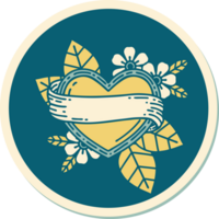 tattoo style sticker of a heart and banner png