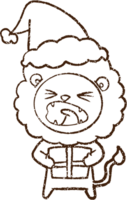 dessin au fusain de lion de noël png