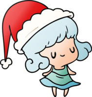 dibujos animados de gradiente de navidad de chica kawaii png