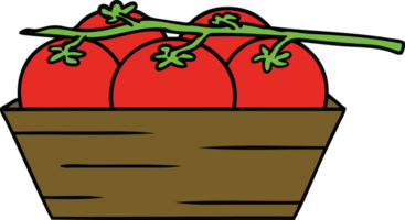 tecknad doodle av en låda med tomater png
