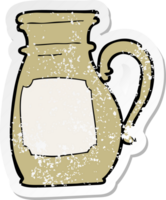 retro distressed sticker of a cartoon jug png