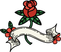 tattoo with banner of a rose png