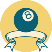 icono con pancarta de una bola 8 png