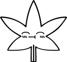 hoja de marihuana de dibujos animados de dibujo lineal png