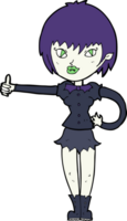 cartoon vampire girl giving thumbs up sign png