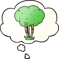 arbre de dessin animé et bulle de pensée dans un style dégradé lisse png