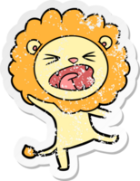 adesivo in difficoltà di un leone cartone animato png