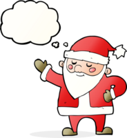 Cartoon-Weihnachtsmann mit Gedankenblase png