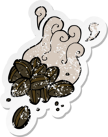 retro distressed sticker of a cartoon coffee beans png