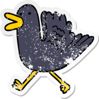 distressed sticker of a cartoon duck running png