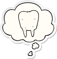 cartoon tooth and thought bubble as a printed sticker png