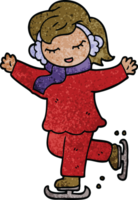 dessin animé doodle fille patinage sur glace png