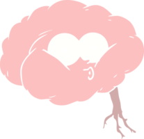 cerveau impressionné de dessin animé de style plat couleur png