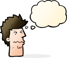 cartoon stressed out face with thought bubble png