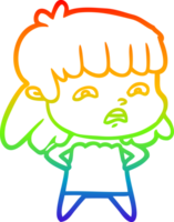 arcobaleno gradiente disegno cartone animato donna preoccupata png