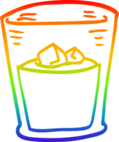 vaso de whisky de dibujos animados de dibujo de línea de gradiente de arco iris png