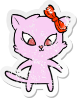 distressed sticker of a cartoon cat png