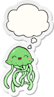cute cartoon jellyfish and thought bubble as a printed sticker png