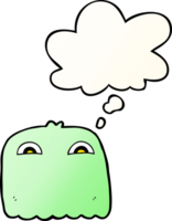 cartoon ghost and thought bubble in smooth gradient style png