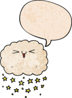 happy cartoon cloud and speech bubble in retro texture style png