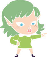pretty flat color style cartoon elf girl png