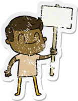 distressed sticker of a cartoon friendly man png