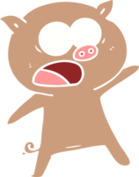 cochon de dessin animé de style couleur plat criant png