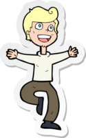 sticker of a cartoon excited boy png