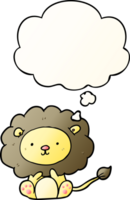 cartoon lion and thought bubble in smooth gradient style png