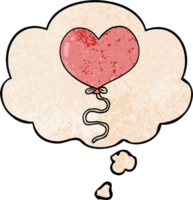 dessin animé amour coeur ballon et bulle de pensée dans le style de motif de texture grunge png