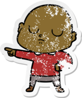 verontruste sticker van een cartoon kale man png