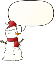 cartoon snowman and speech bubble in smooth gradient style png