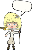 Cartoon-Frau mit Messer und Harpune mit Sprechblase png