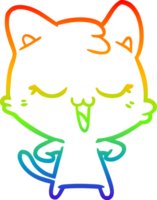 rainbow gradient line drawing happy cartoon cat png