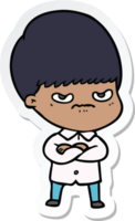 sticker of a annoyed cartoon boy png