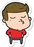 sticker of a cartoon model guy pouting png