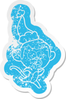 tecknad nödställd klistermärke av en förvånad apa som bär tomtehatt png